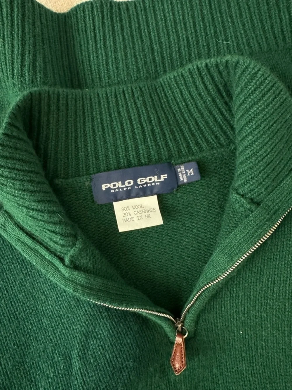 Polo Golf Ralph Lauren, wool cashmere, quarter zip, vintage 90s, forest green - Picture 1 of 6